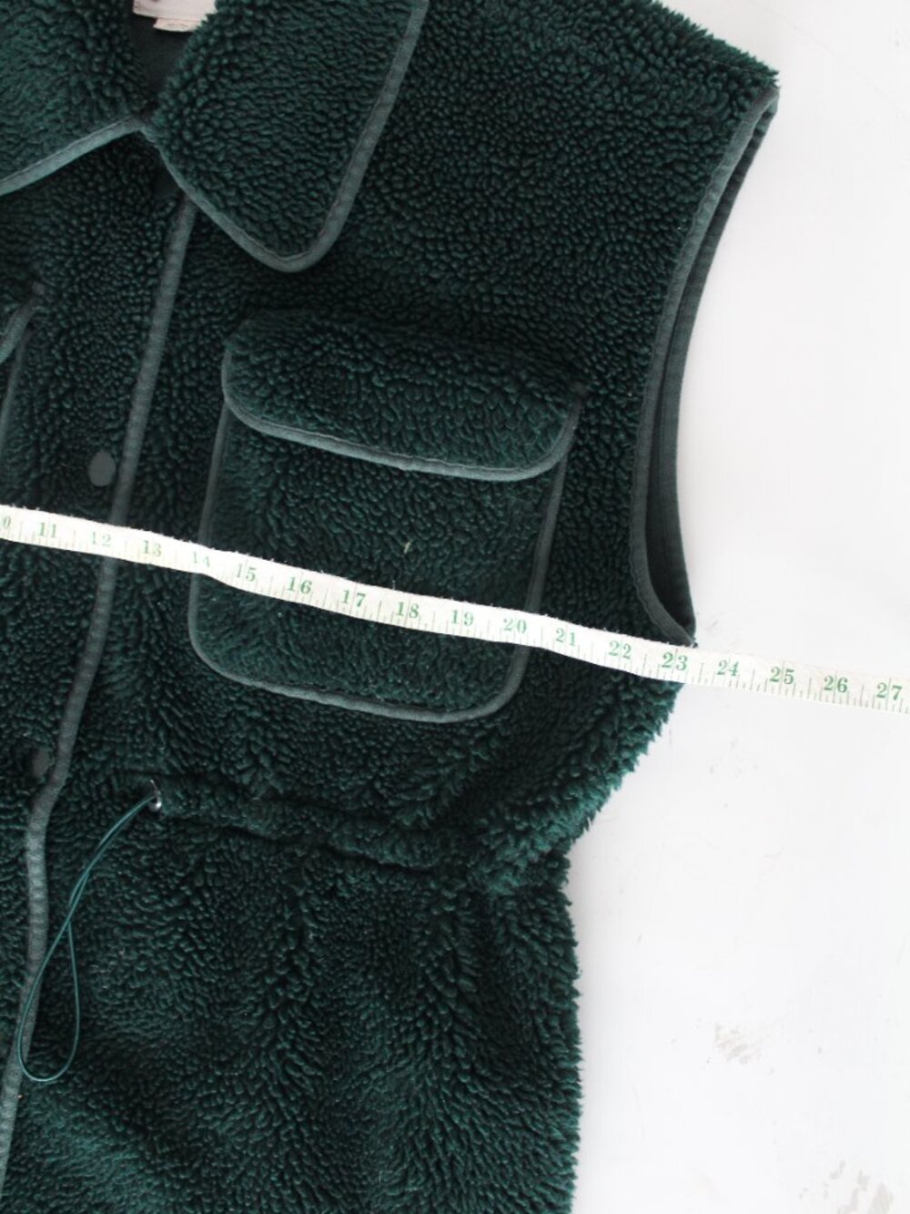 by Anthropologie Cozy Cinched Shearling Vest Size Large in Hunter Green - Picture 6 of 10